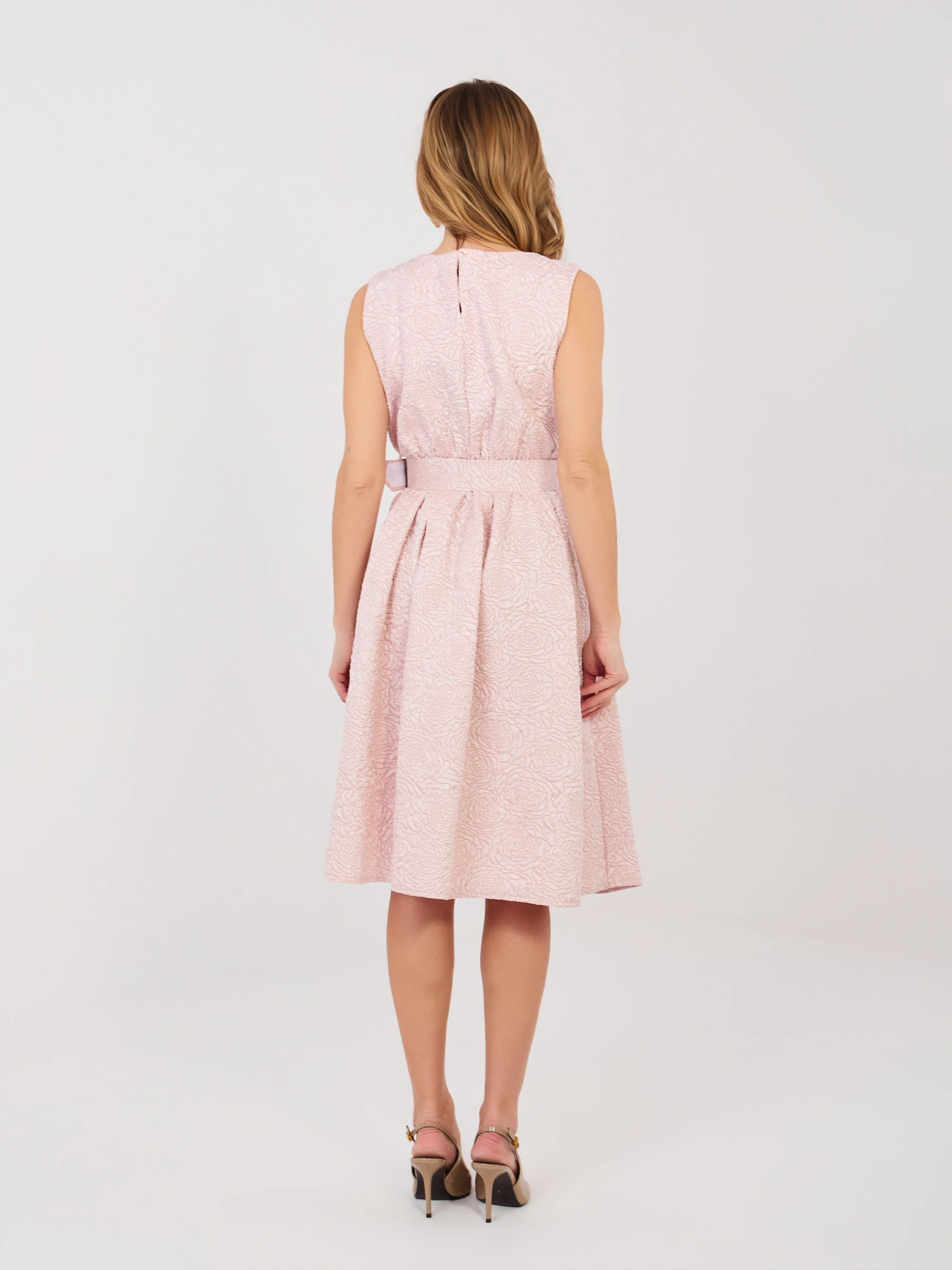 Rochie eleganta midi roz cu text... - imagine 4