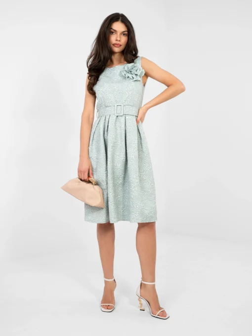 rochie-eleganta-midi-verde-menta-cu-textura-satinata-si-detalii-florale