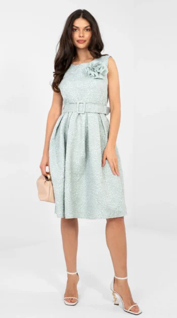 rochie-eleganta-midi-verde-menta-cu-textura-satinata-si-detalii-florale