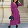 rochie-eleganta-mov-cu-decolteu-petrecut-si-curea-in-talie