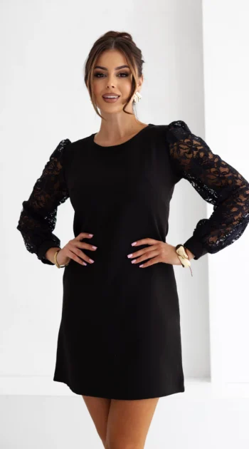 rochie-eleganta-neagra-cu-maneci-din-dantela