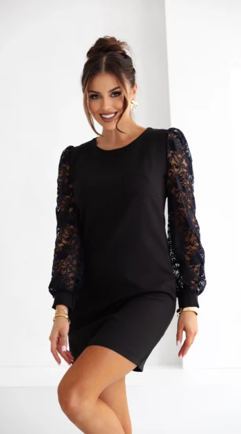 rochie-eleganta-neagra-cu-maneci-din-dantela