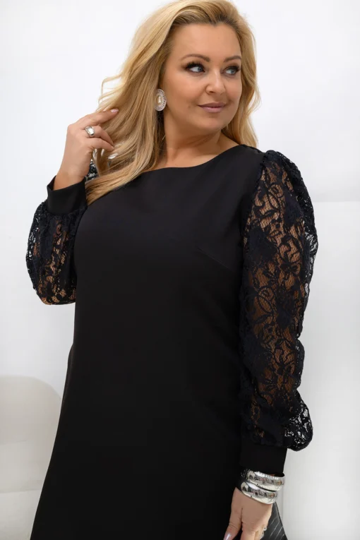 rochie-eleganta-neagra-cu-maneci-din-dantela
