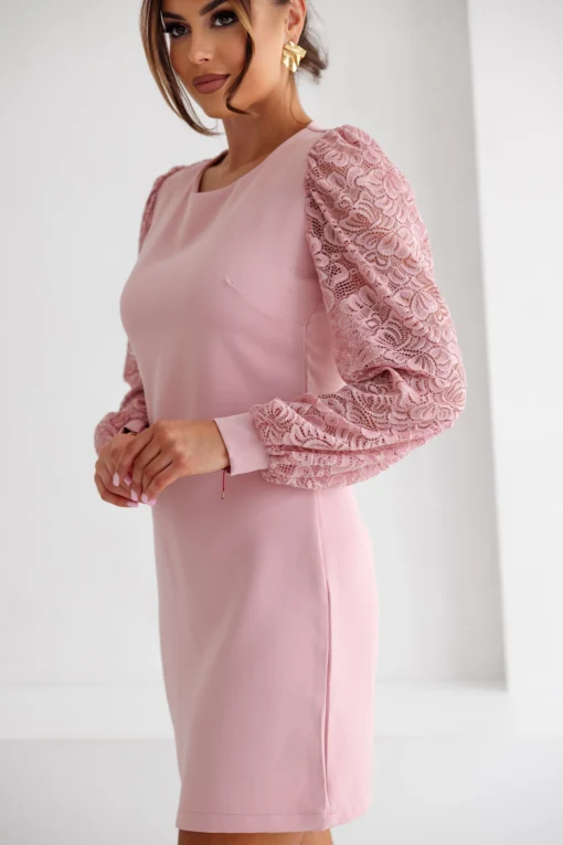 rochie-eleganta-roz-cu-maneci-din-dantela