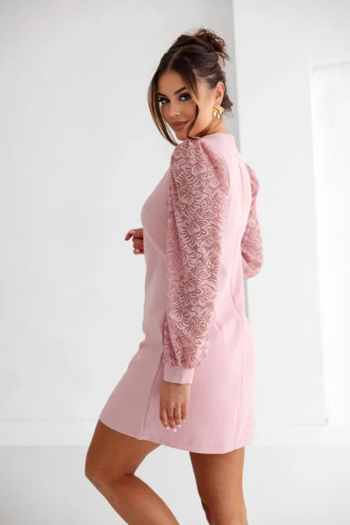 rochie-eleganta-roz-cu-maneci-din-dantela