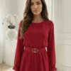 rochie-eleganta-scurta-rosie-cu-volane-si-curea-in-talie