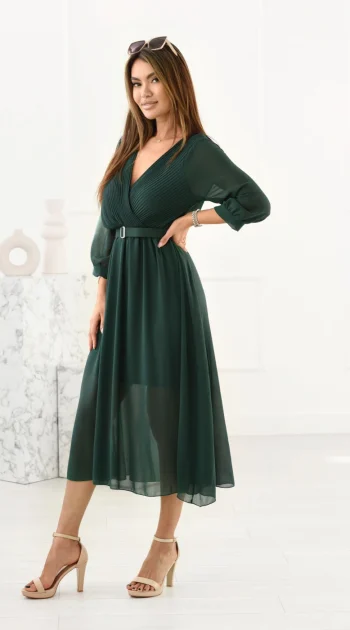 rochie-eleganta-verde-cu-decolteu-petrecut-si-curea-in-talie