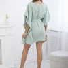 rochie-eleganta-verde-menta-cu-maneci-largi-si-cordon-in-talie