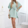 rochie-eleganta-verde-menta-cu-maneci-largi-si-cordon-in-talie