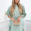 rochie-eleganta-verde-menta-cu-maneci-largi-si-cordon-in-talie