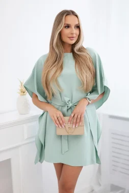 Rochie eleganta verde menta cu maneci largi