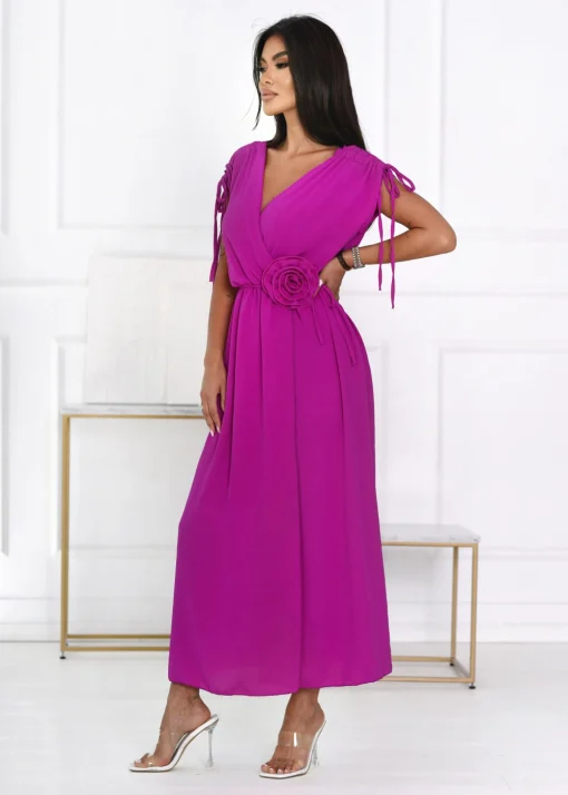 rochie-fucsia-eleganta-cu-cordon-floral