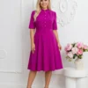 rochie-fucsia-eleganta-cu-nasturi-si-curea-in-talie