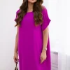 rochie-fucsia-lejera-cu-maneci-scurte
