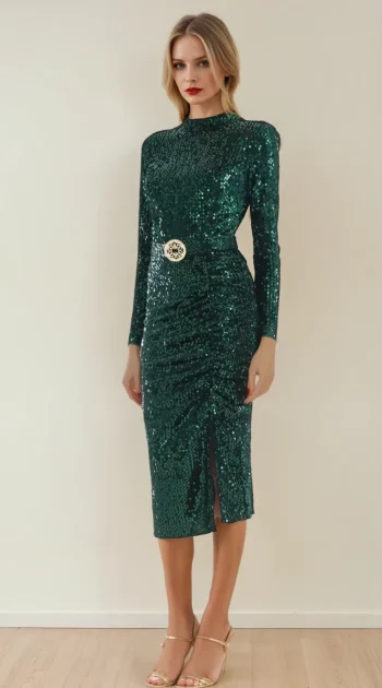rochie-kamala-verde-cu-paiete-si-curea-decorativa