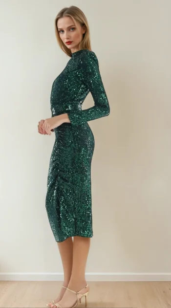 rochie-kamala-verde-cu-paiete-si-curea-decorativa