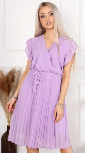 rochie-lila-cu-decolteu-petrecut-si-fusta-plisata