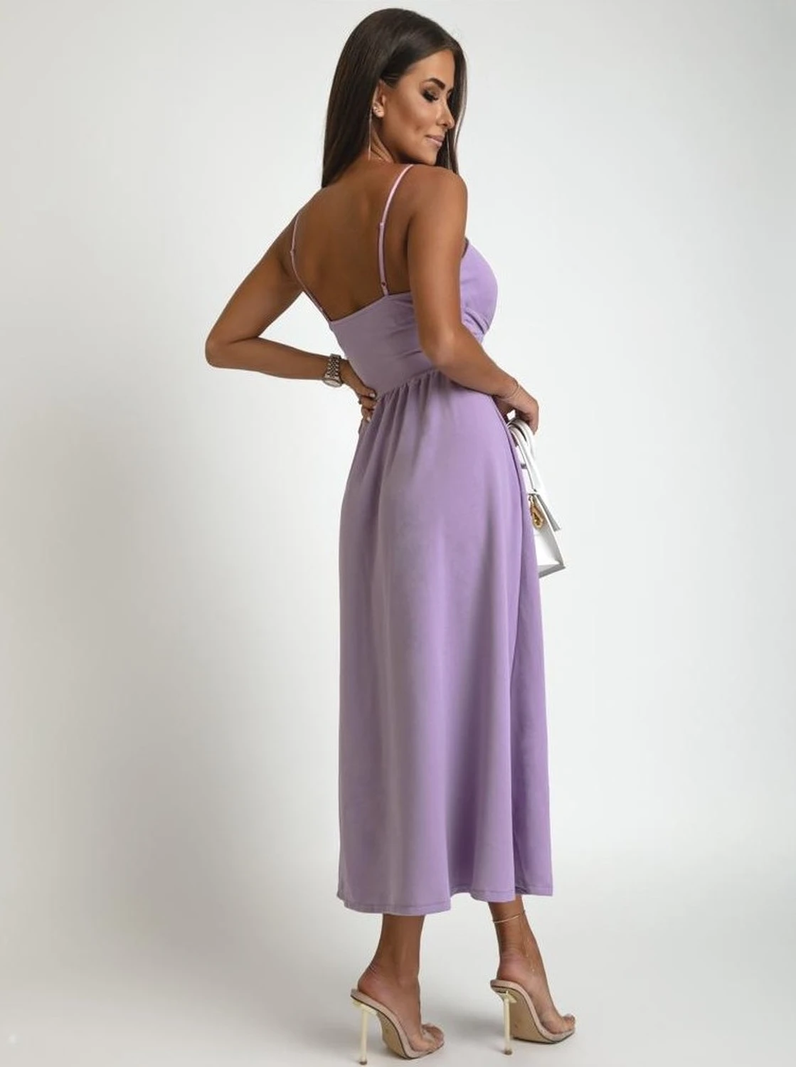 Rochie lila eleganta cu bretele ... - 2 | YEO