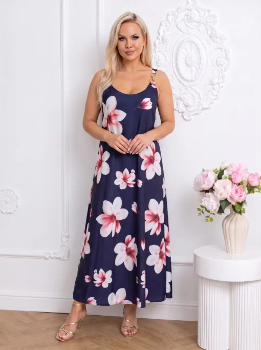 rochie-lunga-alba-cu-imprimeu-floral-si-detaliu-auriu-pe-bretele