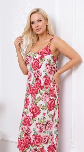 rochie-lunga-alba-cu-imprimeu-floral-si-detaliu-auriu-pe-bretele