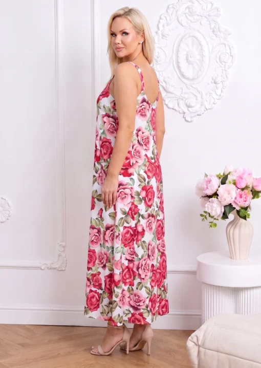 rochie-lunga-alba-cu-imprimeu-floral-si-detaliu-auriu-pe-bretele
