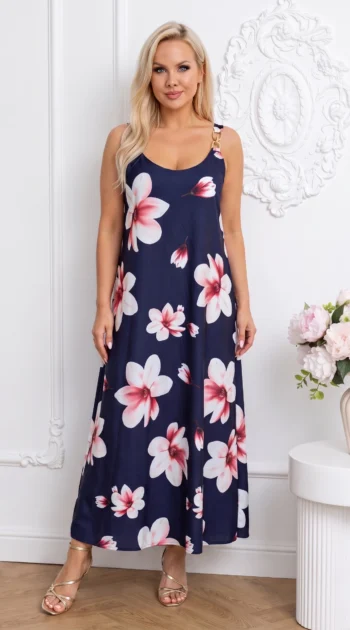 rochie-lunga-alba-cu-imprimeu-floral-si-detaliu-auriu-pe-bretele