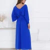 rochie-lunga-albastra-cu-decolteu-in-v