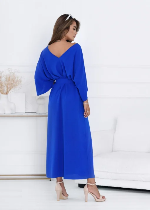 rochie-lunga-albastra-cu-decolteu-in-v