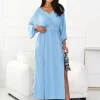 rochie-lunga-albastru-deschis-cu-decolteu-in-v-si-croi-lejer