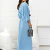 rochie-lunga-albastru-deschis-cu-decolteu-in-v-si-croi-lejer