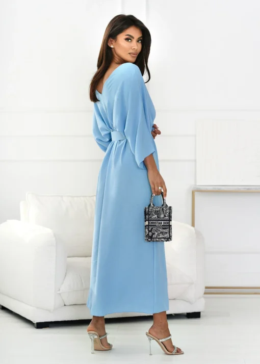 rochie-lunga-albastru-deschis-cu-decolteu-in-v-si-croi-lejer