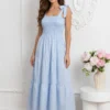 rochie-lunga-bleu-vaporoasa-cu-bust-elastic-incretit-si-bretele-cu-funda