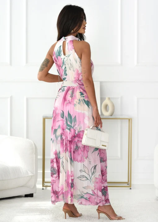 rochie-lunga-cu-imprimeu-floral-si-curea