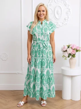 Rochie lunga cu volanase din bumbac