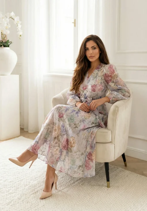 rochie-lunga-din-tencel-cu-imprimeu-floral-albastru-pastelat