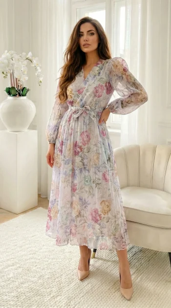 rochie-lunga-din-tencel-cu-imprimeu-floral-albastru-pastelat