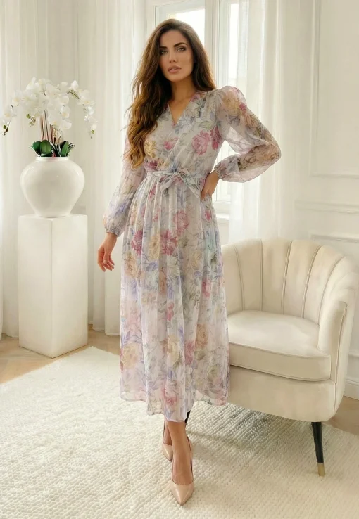 rochie-lunga-din-tencel-cu-imprimeu-floral-albastru-pastelat