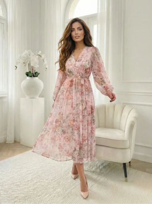 rochie-lunga-din-tencel-cu-imprimeu-floral-roz-pastelat