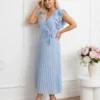 rochie-lunga-eleganta-bleu-cu-pliuri-si-volane