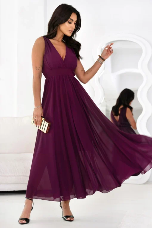 rochie-lunga-eleganta-mov-cu-decolteu-in-v-si-voal-fluid