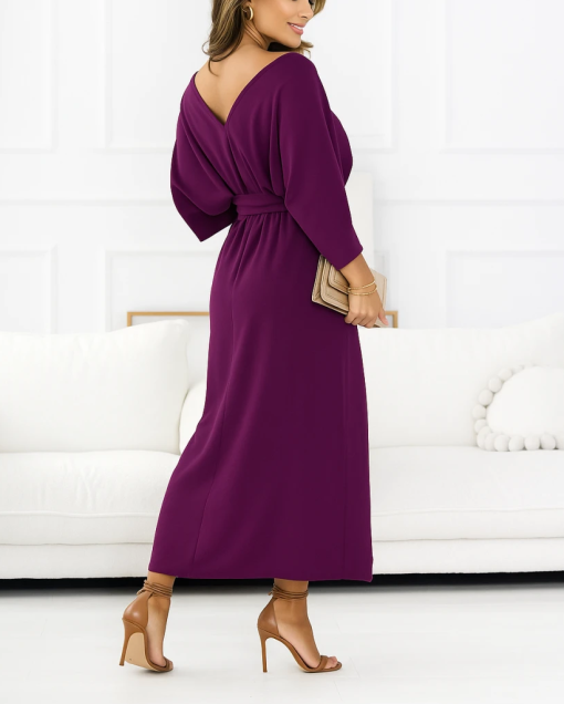 rochie-lunga-mov-purpuriu-cu-decolteu-in-v-si-croi-elegant