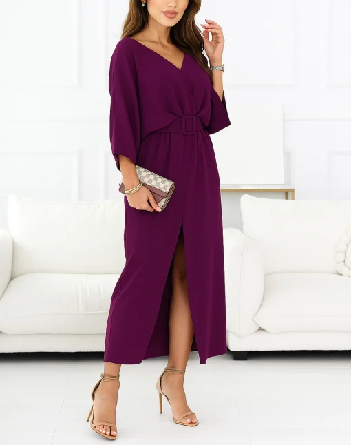 rochie-lunga-mov-purpuriu-cu-decolteu-in-v-si-croi-elegant