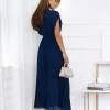 rochie-lunga-plisata-bleumarin-cu-decolteu-petrecut