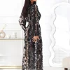 rochie-lunga-plisata-eleganta-neagra-cu-imprimeu-floral-si-cordon-in-talie
