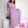 rochie-lunga-plisata-mov-liliac-cu-decolteu-petrecut