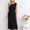 rochie-lunga-plisata-neagra-cu-cordon-in-talie