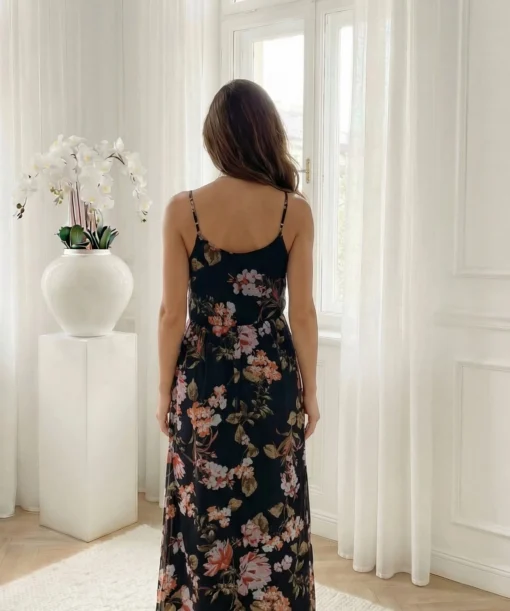rochie-lunga-vaporoasa-cu-imprimeu-floral-si-bretele-reglabile