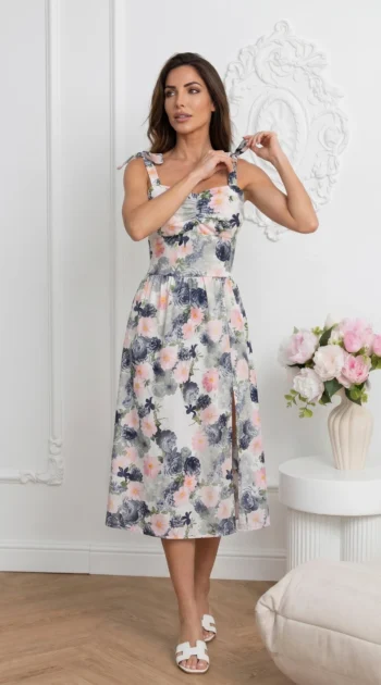 rochie-midi-alba-cu-imprimeu-floral-pastelat-si-crapatura-pe-picior