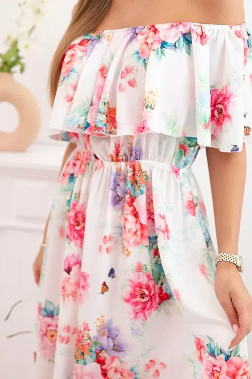 rochie-midi-alba-cu-umeri-goi-si-imprimeu-floral