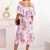rochie-midi-alba-cu-umeri-goi-si-imprimeu-floral-mov
